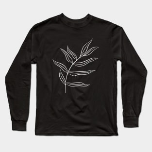 Botanical Leaf Line Drawing - Leaves in the Wind 3 Long Sleeve T-Shirt